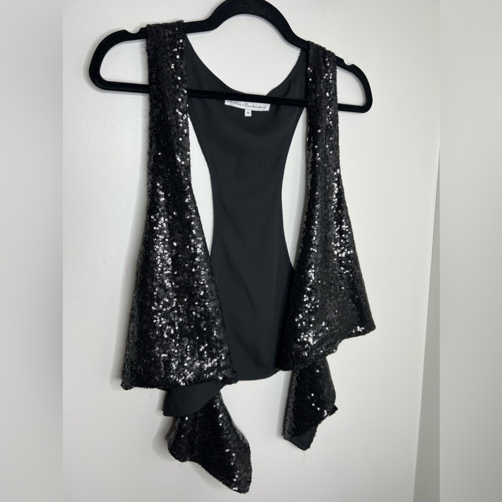 Millie Mackintosh black sequin drape vest. Like new! Size 10. - Picture 3 of 7